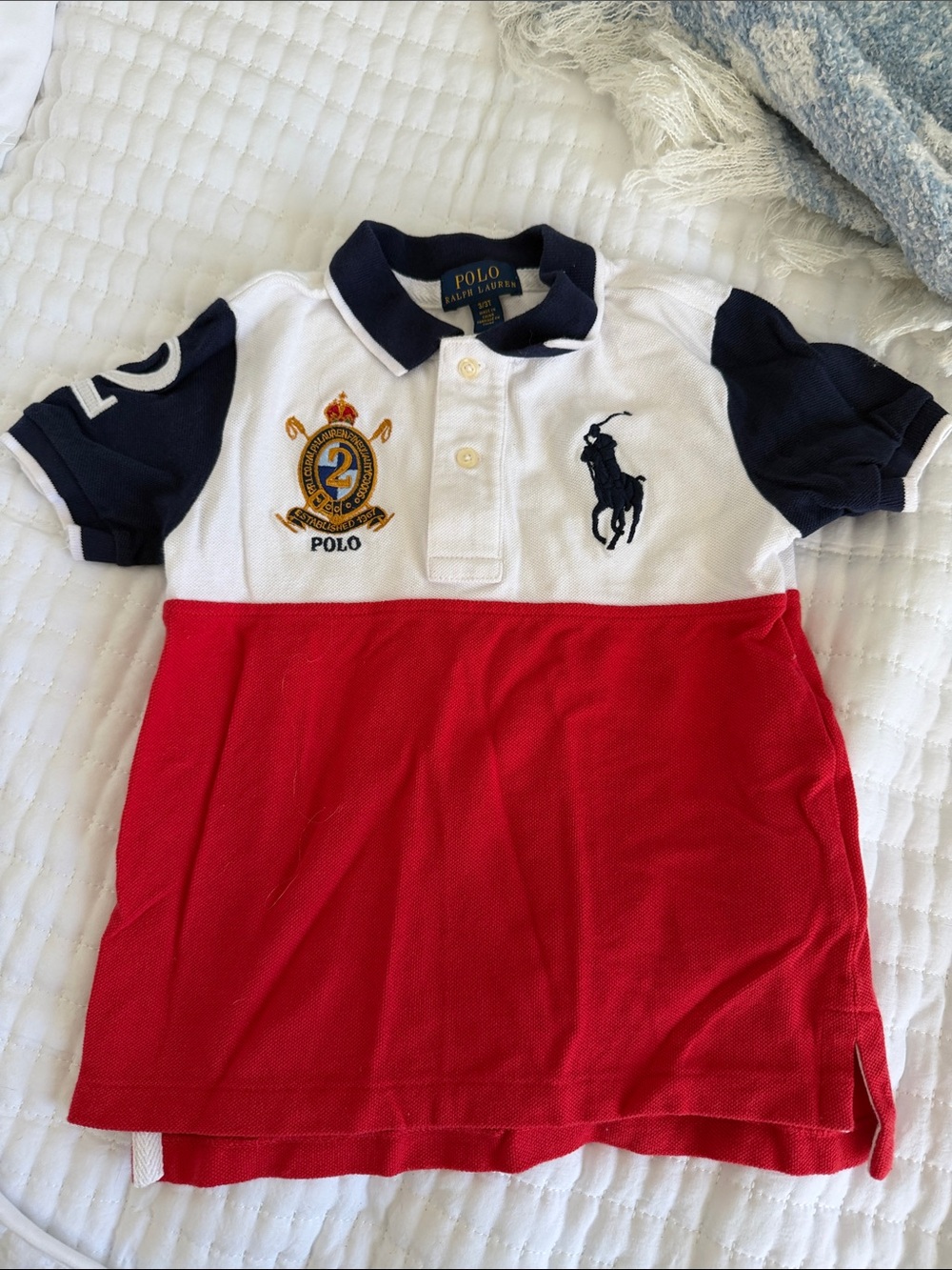 Polo by Ralph Lauren Red, White & Navy Colorblock Polo Shirt